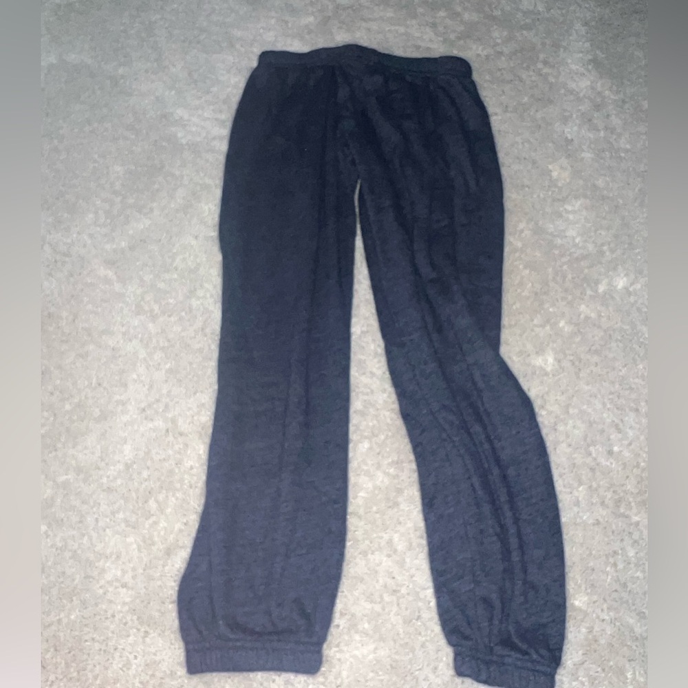 Blue sweatpants, Cute saying on back of ankle